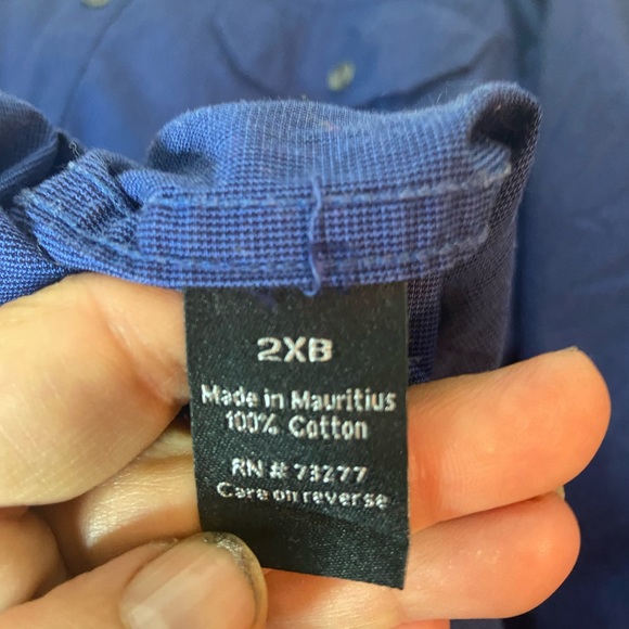 Apt 9 2XB blue mens longsleeve button down Shirt big & tall adjustable sleeves - Picture 8 of 8